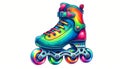 A rollerblade in neon colors, capturing the quintessential vibe of 90s outdoor leisure