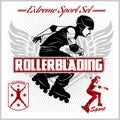 Rollerblading - emblem Illustration roller on light background