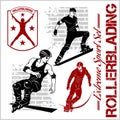 Rollerblading - emblem Illustration roller on light background