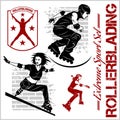 Rollerblading - emblem Illustration roller on light background