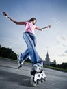 Rollerblading girl Royalty Free Stock Photo