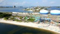 Rollercoaster and gocart race track Pensacola Beach FL 4k aerial video