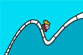 Rollercoaster hand drawn vector illustration in cartoon comic style man driving down after climbing up business