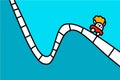 Rollercoaster hand drawn vector illustration in cartoon comic style man falling down after climb business stocks