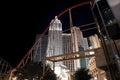 Rollercoaster at New York, New York hotel in Las Vegas at night