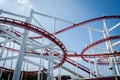 Rollercoaster track with blue sky Royalty Free Stock Photo