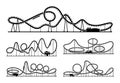 Rollercoaster vector silhouettes isolate on white background. Amusement park illustration