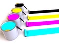 Rollers brush and buckets of paint Royalty Free Stock Photo