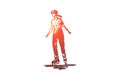 Rollers, skate, sport, activity, girl concept. Hand drawn isolated vector.