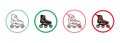 Rollerskate Line and Silhouette Icons Set. Roller Skate Red and Green Signs. Allowed and Prohibited Sports Footwear