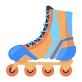 Rollerskates. Cartoon roller skates, retro footwear on wheels, kid sport shoes. Inline skates vector icon. Summer sport