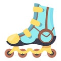 Rollerskates. Cartoon roller skates, retro footwear on wheels, kid sport shoes. Inline skates vector icon. Summer sport