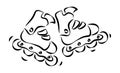 Rollerskates and rollerblades Doodle style sketch Royalty Free Stock Photo