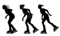 Rollerskating silhouettes - vector Royalty Free Stock Photo