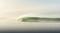 Rollerwave: A Captivating Canvas Impact Of A Green Wave On An Empty Beach