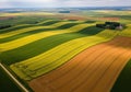 Rolling agricultural fields with interchanging stripes of green, Royalty Free Stock Photo