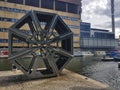 The Rolling Bridge on the Merchant Square area of Paddington Basin, the end of the Grand Union Canal