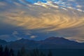 Rolling clouds above mountains before sunset, Aoraki Mount Cook National Park, New Zealand