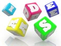 Rolling colorful cubes with ideas concept on white Royalty Free Stock Photo