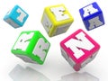 Rolling colorful cubes with learn concept on white Royalty Free Stock Photo