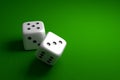 Rolling dice on green baize. Gambling or casino concept