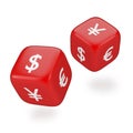 Rolling Dices with Currency Symbols Royalty Free Stock Photo