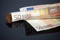 Rolling 50 euro Royalty Free Stock Photo