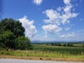 Rolling fields mountains backroad vermont