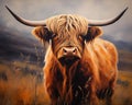 Scotland\'s Furry Football Icon: The Majestic Cow with Long Horns