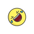 Rolling on the floor laughing emoticon filled outline icon