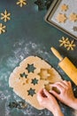 Rolling Gingerbread Cookie Dough Royalty Free Stock Photo