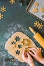 Rolling Gingerbread Cookie Dough Royalty Free Stock Photo