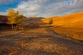 Rolling golden hills farm land Royalty Free Stock Photo