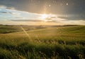 Rolling green fields under a sky Royalty Free Stock Photo