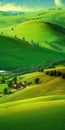Rolling Green Hills Pastoral Beauty Mobile Wallpaper. Generative AI