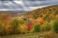 rolling hills with autumn foliage and colorful trees Royalty Free Stock Photo