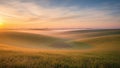 Soft layers of mist hover over the landscape, creating a dreamy atmosphere Royalty Free Stock Photo