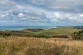 The rolling hills and meadows of the Jurassic Coast on the English Channel coast of East Sussex