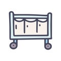 rolling laundry basket color vector doodle simple icon Royalty Free Stock Photo