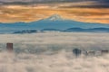 Rolling Low fog over City of Portland Oregon USA America Royalty Free Stock Photo
