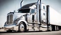 Rolling Majesty: Massive Semi-Truck with Chrome Details, Captured Over Solid Background - Cinematic Abstract