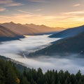 Rolling mountains covered with dense coniferous Royalty Free Stock Photo