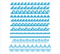 rolling ocean sea wave stream line seamless pattern vector graphic design set