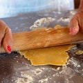 Rolling Out Shortcrust Pastry In Close Up