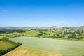 Rolling patchwork fields under clear sky, Nivernais Royalty Free Stock Photo