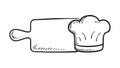 Rolling pin with chef hat sketch for baking, vector design Generative AI Royalty Free Stock Photo