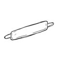 Rolling pin doodle icon isolated kitchen tools