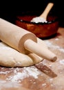 Rolling pin on dough