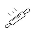 Rolling pin icon vector flat doodle cartoon style. Isolated on white background. Royalty Free Stock Photo