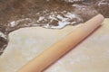 Rolling pin with ingredients to bake Royalty Free Stock Photo